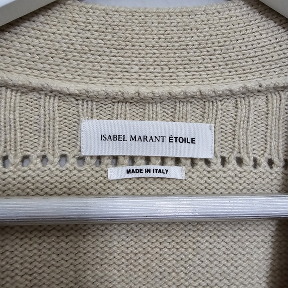 Isabel Marant Etoile Nuetral Beige Cream Knit Cardigan With Pockets Size 36 - Picture 5 of 5